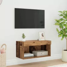   vidaXL TV szekrény garnitúra leddel Falra szerelhető Öreg fa Faanyag