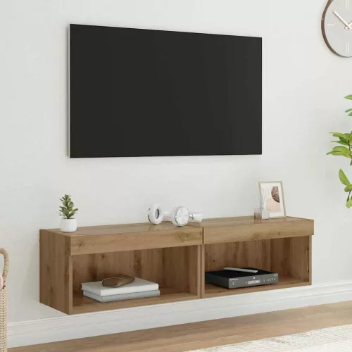 vidaXL TV szekrény garnitúra leddel Artisan tölgy Faanyag