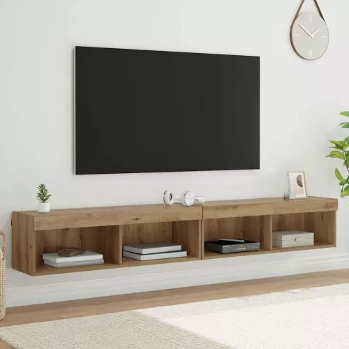 vidaXL TV szekrény garnitúra leddel Artisan tölgy Faanyag