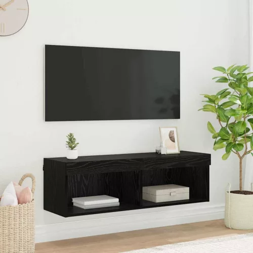 vidaXL TV Fali Szekrény Panama Fekete tölgy 100 x 30 x 30 cm Faanyag