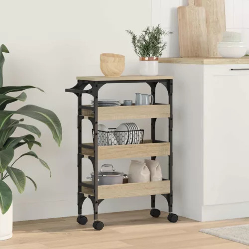 vidaXL Konyhai kocsi Sonoma tölgy 53 x 20 x 76 cm Faanyag