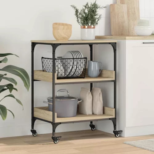 vidaXL Konyhai kocsi Sonoma tölgy 60 x 41 x 80,5 cm Faanyag