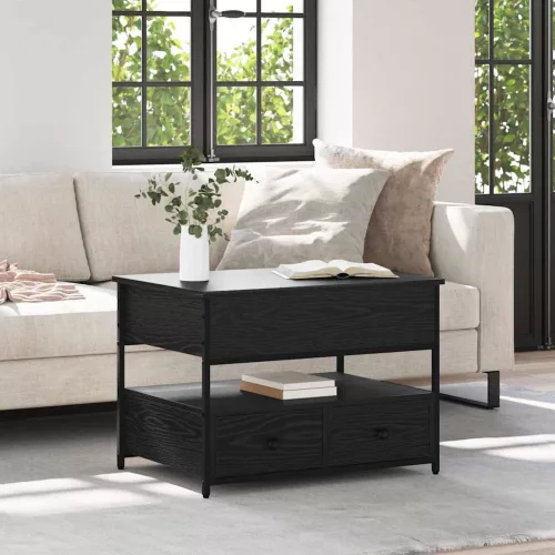 vidaXL Dohányzóasztal fiókkal Fekete tölgy 70 x 50 x 54.5 cm Faanyag