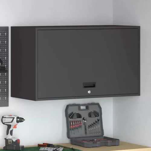 vidaXL Fali szekrény a garázsba Fekete 90 x 40 x 53 cm Porfestett acél