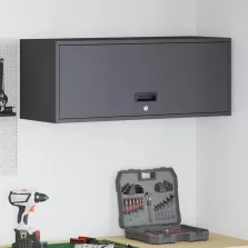   vidaXL Fali szekrény a garázsba Fekete 90 x 33 x 35 cm Porfestett acél