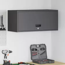   vidaXL Fali szekrény a garázsba Fekete 80 x 33 x 35 cm Porfestett acél