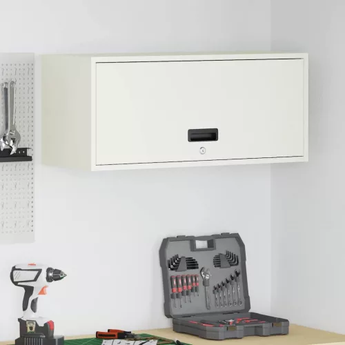 vidaXL Fali szekrény a garázsba Fehér 80 x 33 x 35 cm Porfestett acél