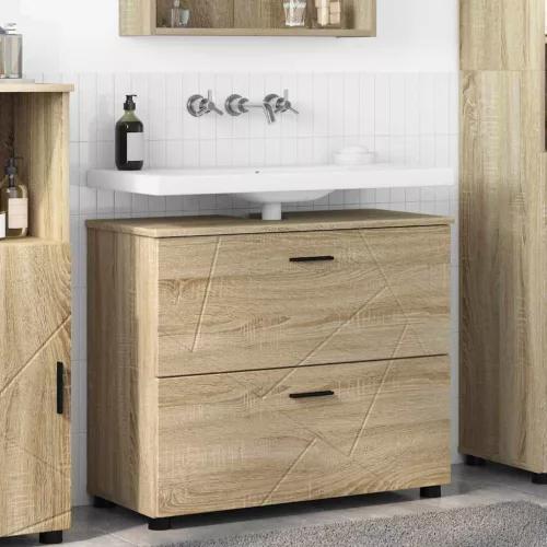 vidaXL Fürdőszoba Székény sonoma tölgy 76.5 x 35 x 64 cm Faanyag