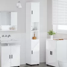   vidaXL Fürdőszobai magas szekrény Magasfényű fehér 30 x 35 x 192 cm