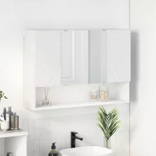   vidaXL Fürdőszobai tükörszekrény ajtóval Fehér 80 x 17 x 55 cm Faanyag