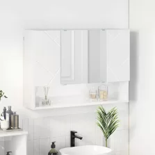   vidaXL Fürdőszobai tükörszekrény Magasfényű fehér 80 x 17 x 55 cm