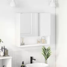   vidaXL Tükörszekrény polcokkal tárolóval Fehér 59 x 17 x 55 cm Faanyag