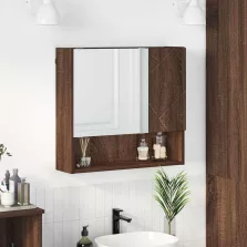   vidaXL Tükörszekrény polcokkal barna tölgy 59 x 17 x 55 cm Faanyag