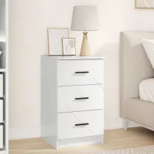   vidaXL Éjjeliszekrény fiókkal Magasfényű fehér 38 x 38 x 66 cm Faanyag