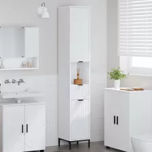   vidaXL Fürdőszobai magas szekrény Fehér 31.5 x 33 x 190 cm Faanyag