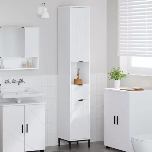 vidaXL Fürdőszobai magas szekrény Fehér 31.5 x 33 x 190 cm Faanyag