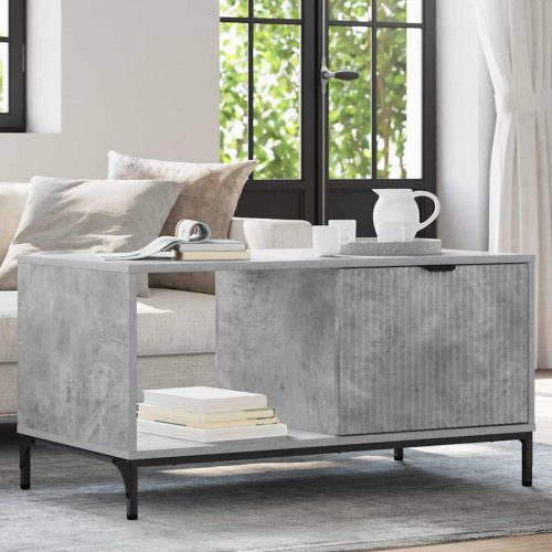 vidaXL Dohányzóasztal fiókkal Beton Szürke 90 x 49 x 46 cm Faanyag