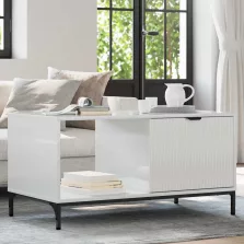  vidaXL Dohányzóasztal Magas Fényű Fehér 90 x 49 x 46 cm Faanyag