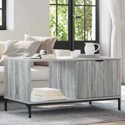 vidaXL Dohányzóasztal fiókkal Szürke Sonoma 90 x 49 x 46 cm Faanyag
