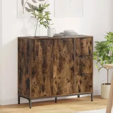   vidaXL Széf fiókkal Füstölt tölgy 89.5 x 33 x 82 cm Faanyag