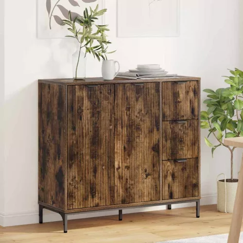 vidaXL Széf fiókkal Füstölt tölgy 89.5 x 33 x 82 cm Faanyag