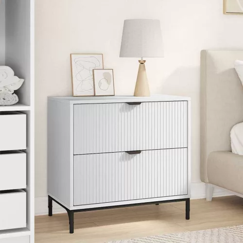 vidaXL Éjjeli asztal fiókkal Fehér 63.5 x 36 x 61 cm Faanyag