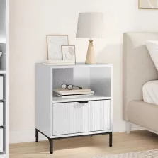   vidaXL Éjjeli asztal fiókkal Magasfényű fehér 49 x 36 x 61 cm Faanyag