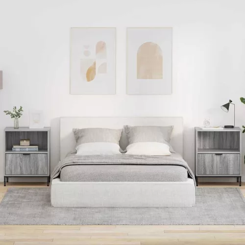 vidaXL Éjjeliszekrények 2 pcs Szürke sonoma 49 x 36 x 61 cm Faanyag