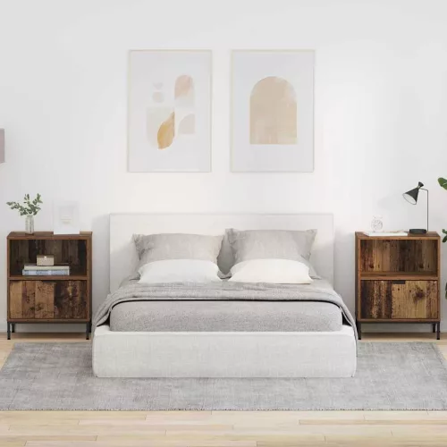vidaXL Éjjeliszekrények fiókkal 2 pcs Régi fa 49 x 36 x 61 cm Faanyag