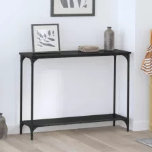  vidaXL Konzolasztal polcokkal Musta tammi 101 x 30.5 x 75 cm Faanyag