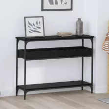   vidaXL Konzolasztal polcokkal Musta tammi 100 x 29 x 75 cm Faanyag