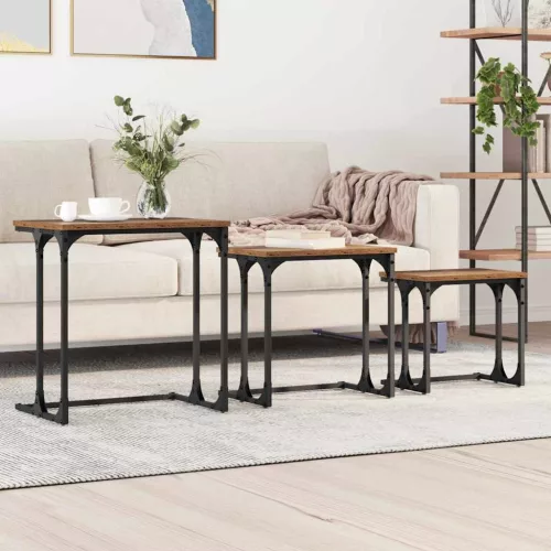 vidaXL Fészkelt Kávézó Asztal 3 pcs Régi fa 50.5 x 35 x 53 cm Faanyag