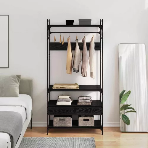 vidaXL Ruhásszekrény fiókkal Musta tammi 89 x 39 x 184.5 cm Faanyag