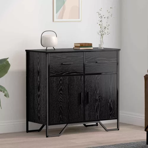 vidaXL Széf fiókkal Musta tammi 79.5 x 35.5 x 74.5 cm Faanyag