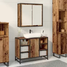   vidaXL Falpolc polcokkal Falra szerelhető Öreg fa 65 x 20 x 60 cm