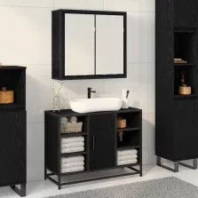   vidaXL Falpolc polcokkal Falra szerelhető Fekete tölgy 65 x 20 x 60 cm