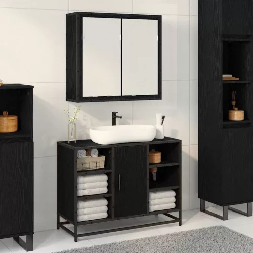 vidaXL Falpolc polcokkal Falra szerelhető Fekete tölgy 65 x 20 x 60 cm