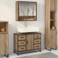   vidaXL Fürdőszoba Székény Artisan tölgy 80 x 33 x 60 cm Faanyag