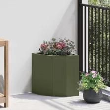 vidaXL Sarok Virágtartó Oliva zöld 30 x 30 x 35 cm Acél