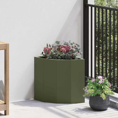 vidaXL Sarok Virágtartó Oliva zöld 30 x 30 x 35 cm Acél