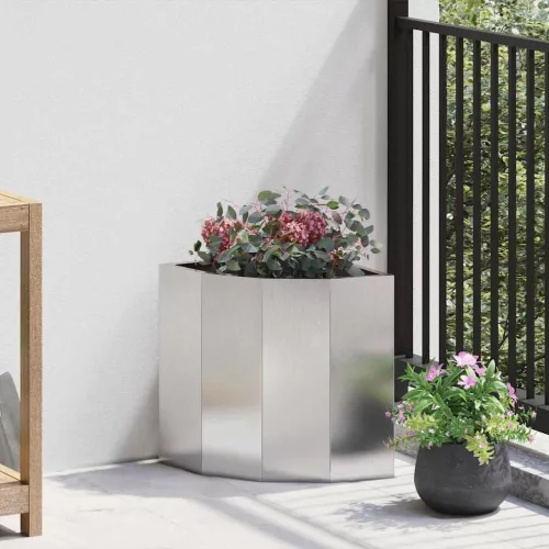vidaXL Sarok Virágtartó Ezüst 30 x 30 x 35 cm Rozsdamentes acél