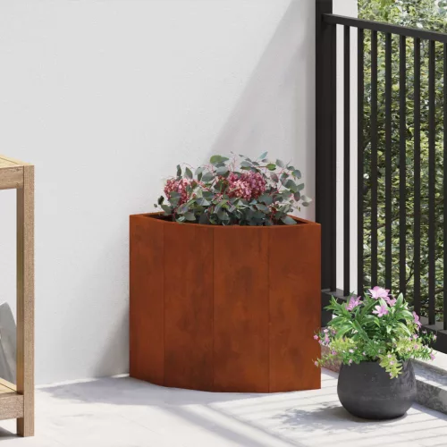 vidaXL Sarok Virágtartó Rozsdás 30 x 30 x 35 cm időjárásálló acél