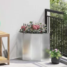   vidaXL Sarok Virágtartó Ezüst 45 x 45 x 50 cm Horganyzott acél