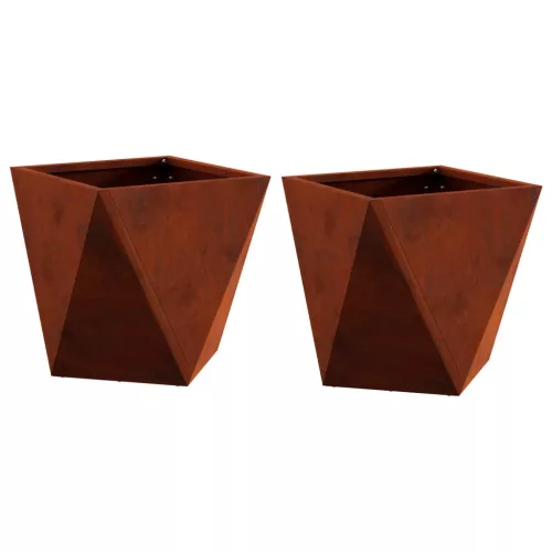vidaXL Növénytartó 2 pcs Rozsdás 30 x 30 x 30 cm Időjárásálló acél