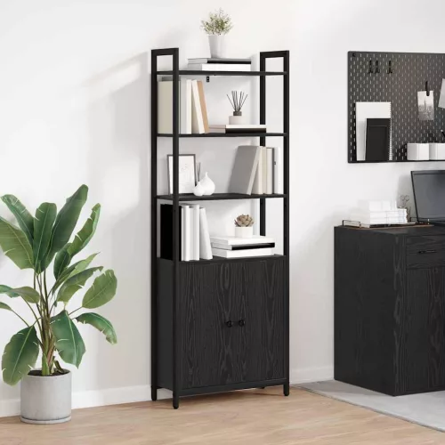 vidaXL Könyvespolc Fekete tölgy 60 x 24 x 161 cm Faanyag
