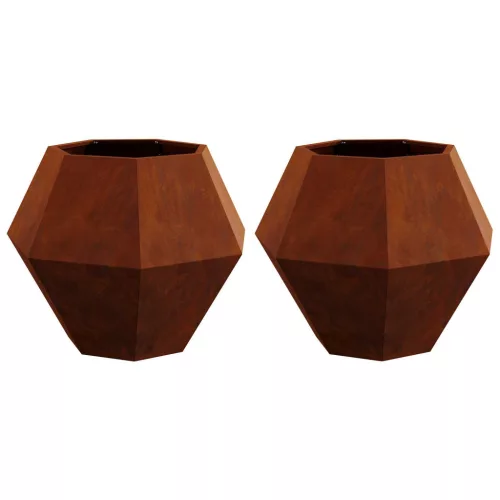 vidaXL Növénytartó 2 pcs Rozsdás 75 x 75 x 60 cm Időjárásálló acél