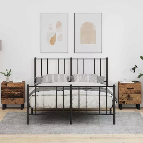 vidaXL Éjjeliszekrény 2 pcs Régi fa és fekete 40 x 35 x 47,5 cm