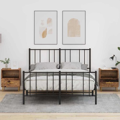 vidaXL Éjjeli asztal fiókkal 2 pcs Öreg fa 40 x 35 x 47,5 cm Faanyag