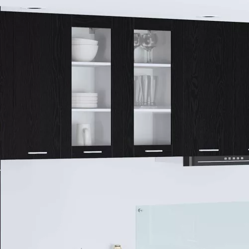 vidaXL Függő szekrény Riga 2 pcs Fekete tölgy 40 x 31 x 80 cm Faanyag