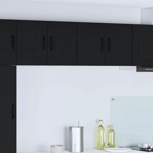 vidaXL Fali konyhaszekrény polcokkal Fekete 60 x 31 x 40 cm Faanyag